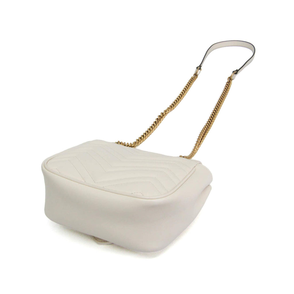 Borsa a spalla Gucci GG Marmont quadrata con patta mini in pelle - Bianco