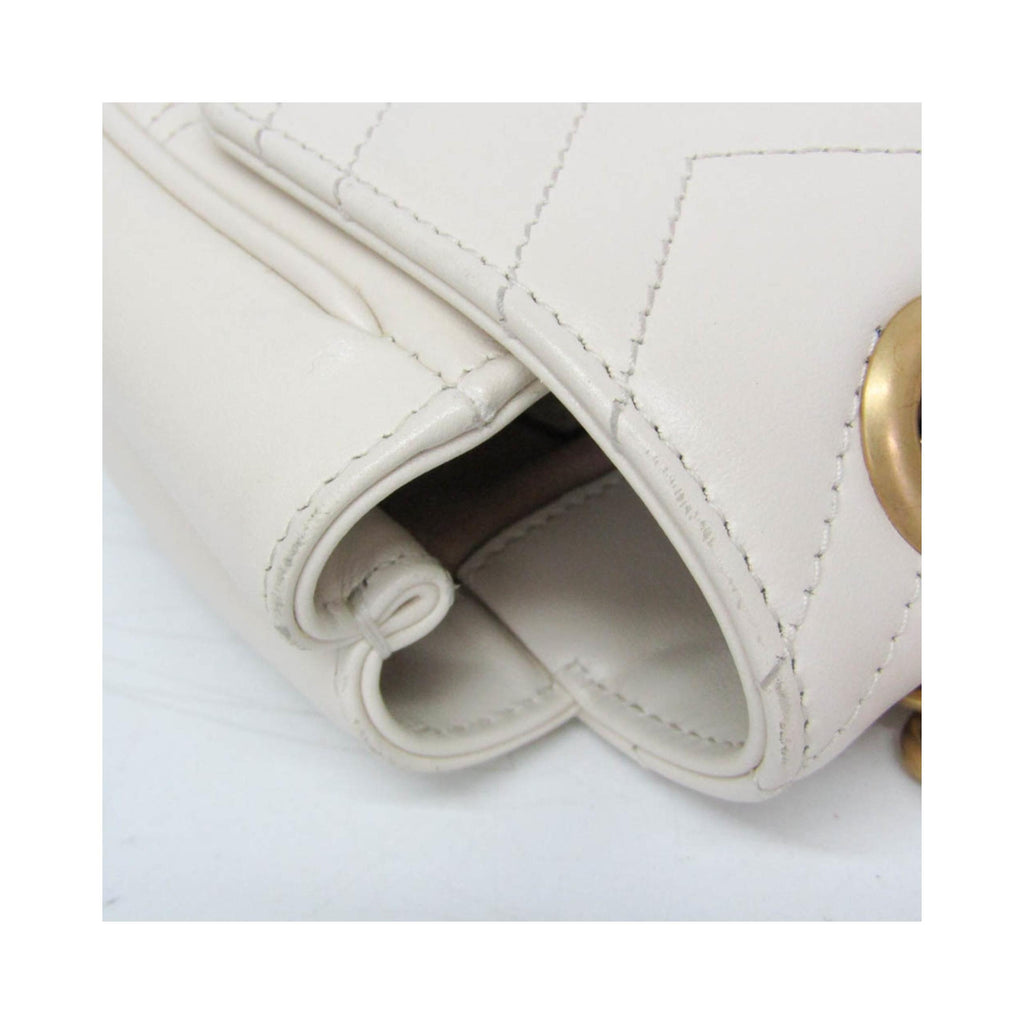 Borsa a spalla Gucci GG Marmont quadrata con patta mini in pelle - Bianco