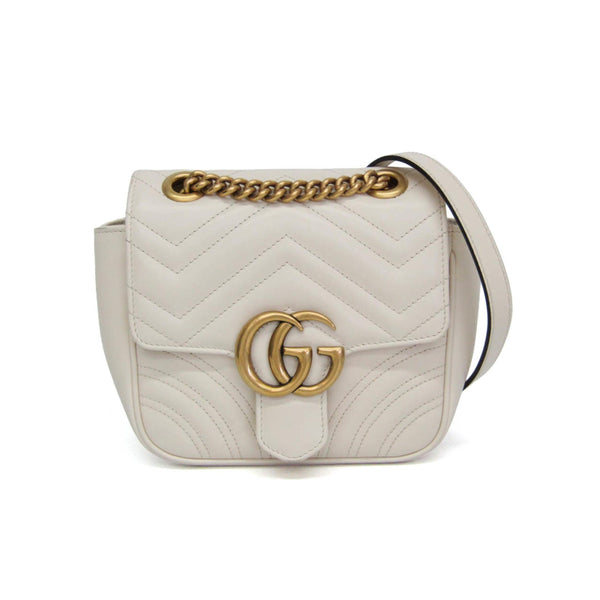 Gucci - GG Marmont Square Flap mini shoulder bag in leather - White