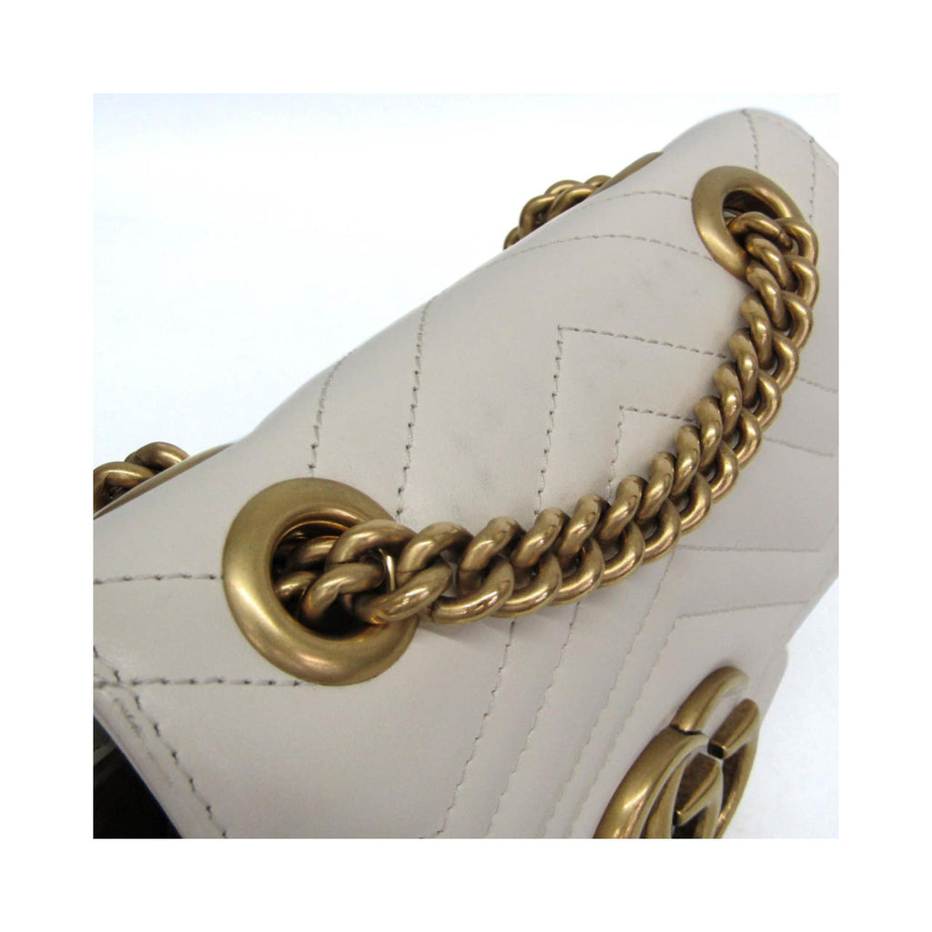 Borsa a spalla Gucci GG Marmont quadrata con patta mini in pelle - Bianco