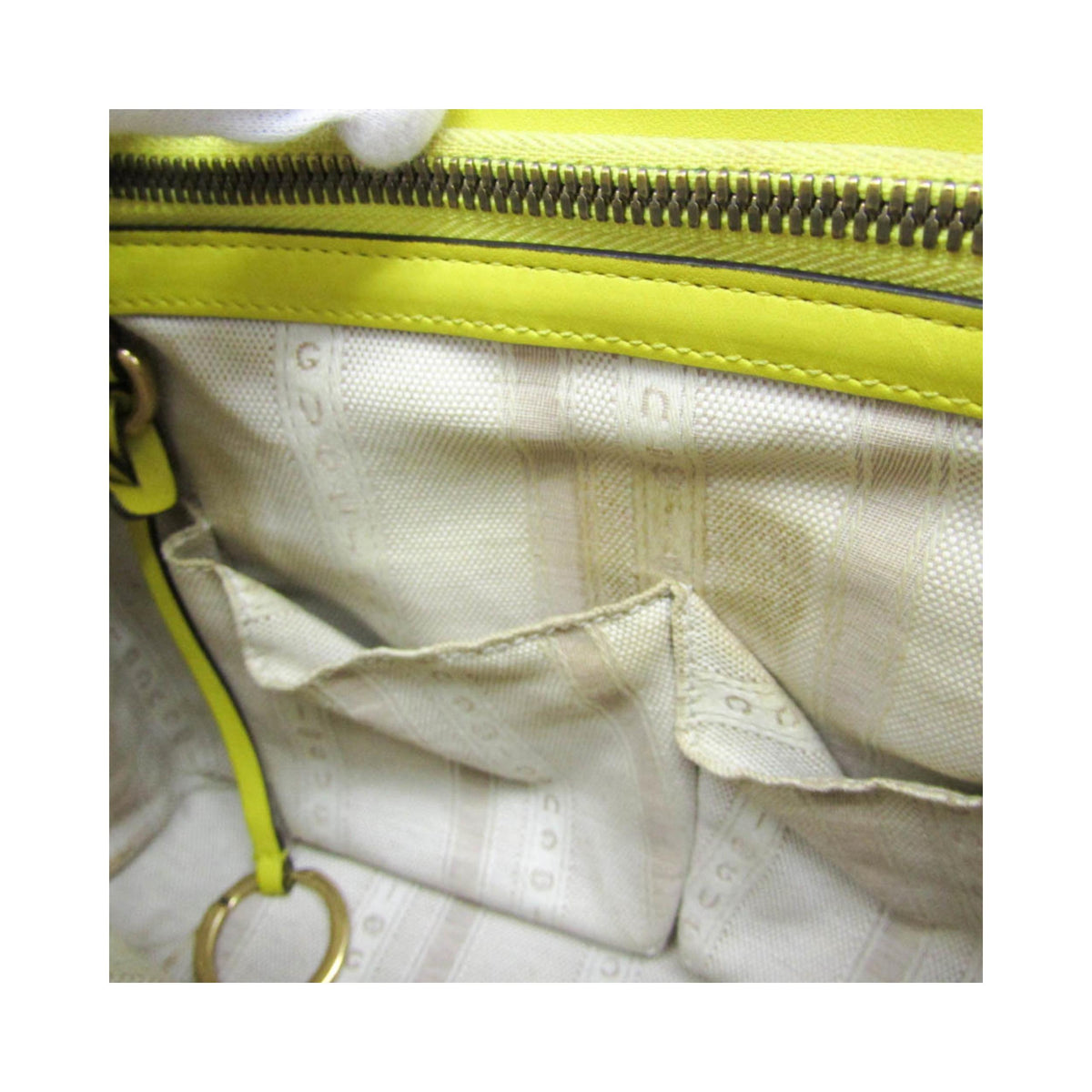 Sac À Main Gucci Bright Bit Convertible Tote Cuir Verni - Jaune