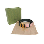 Ceinture Gucci Gg Marmont Reversible Belt Wide Cuir - Vert
