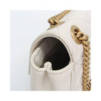 Borsa a spalla Gucci GG Marmont quadrata con patta mini in pelle - Bianco