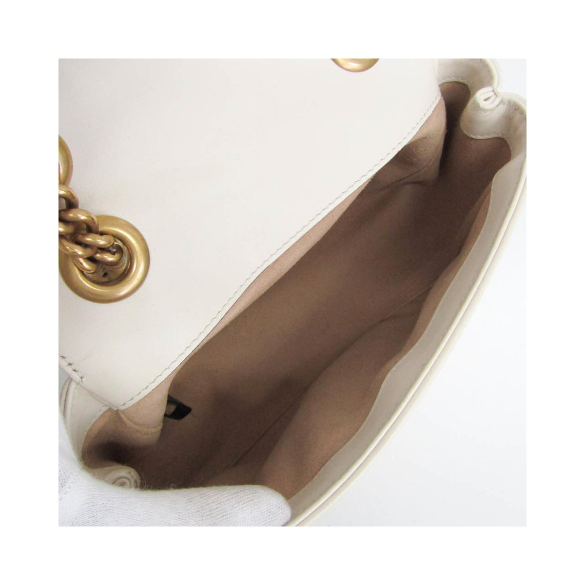 Borsa a spalla Gucci GG Marmont quadrata con patta mini in pelle - Bianco