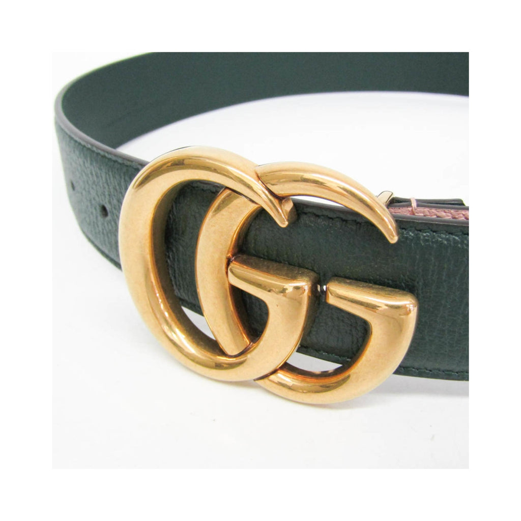 Ceinture Gucci Gg Marmont Reversible Belt Wide Cuir - Vert