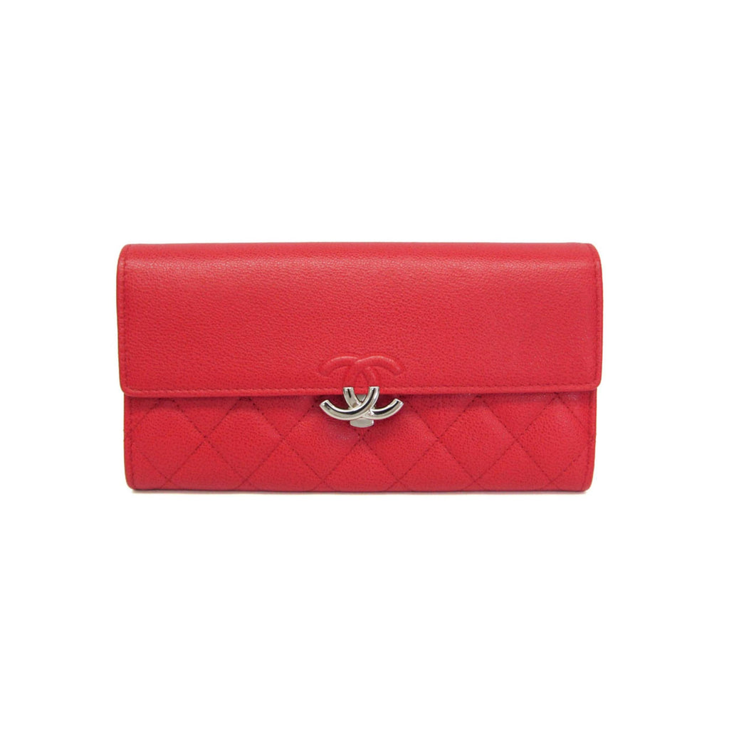 Chanel - CC Box Gusset medium leather flap wallet - Red