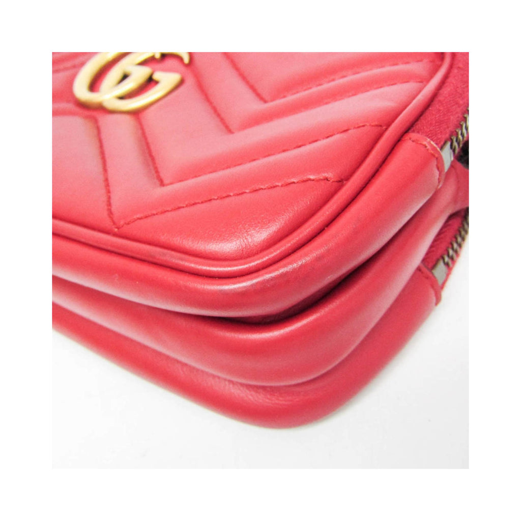 Sac Porté Épaule Gucci Gg Marmont Medium Cuir - Rouge