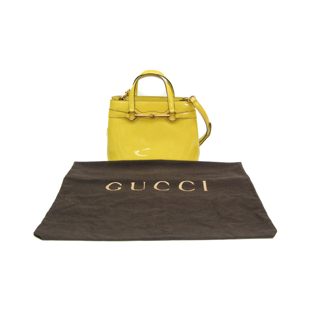Sac À Main Gucci Bright Bit Convertible Tote Cuir Verni - Jaune