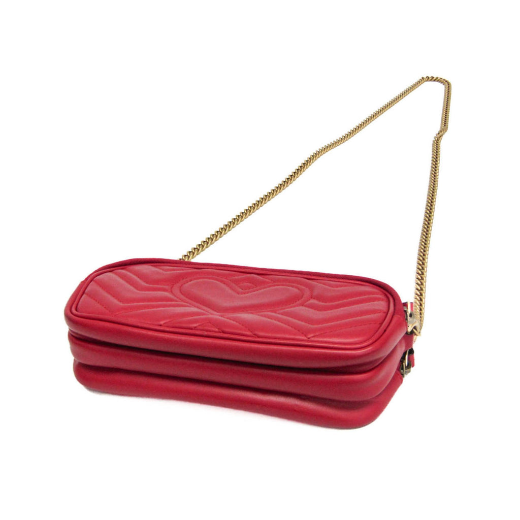 Sac Porté Épaule Gucci Gg Marmont Medium Cuir - Rouge
