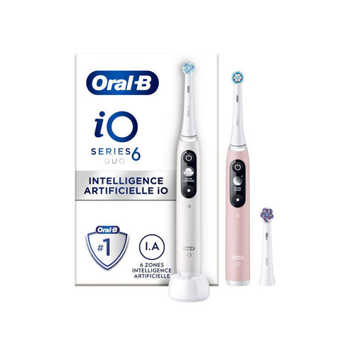 Oral B Io Bad Elect. Io6 Series Duo Pack White/Pink Sand Extra Handle