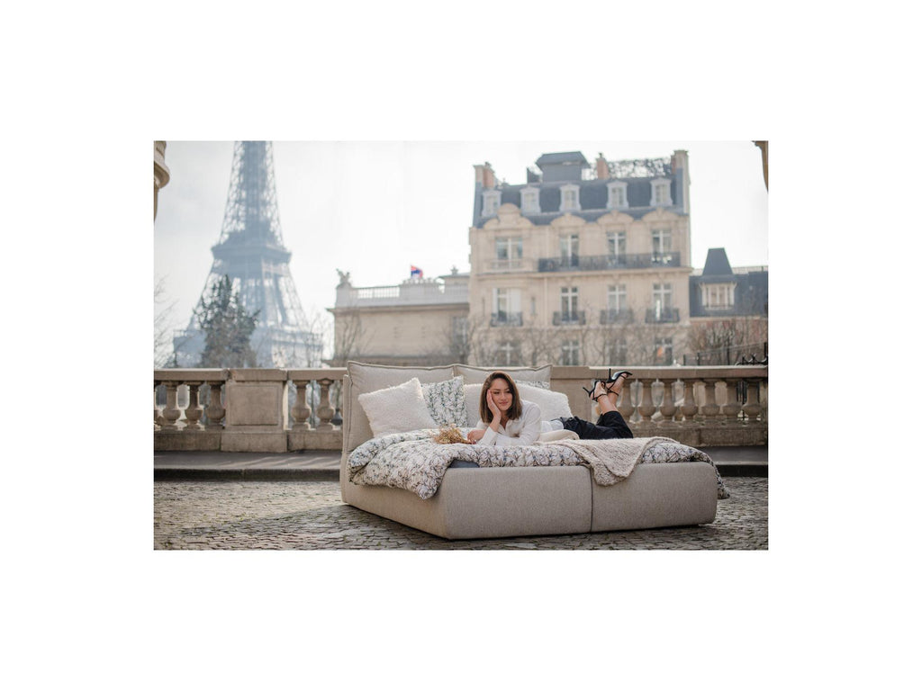 Garance - Cama con arcón con cabecero efecto almohada