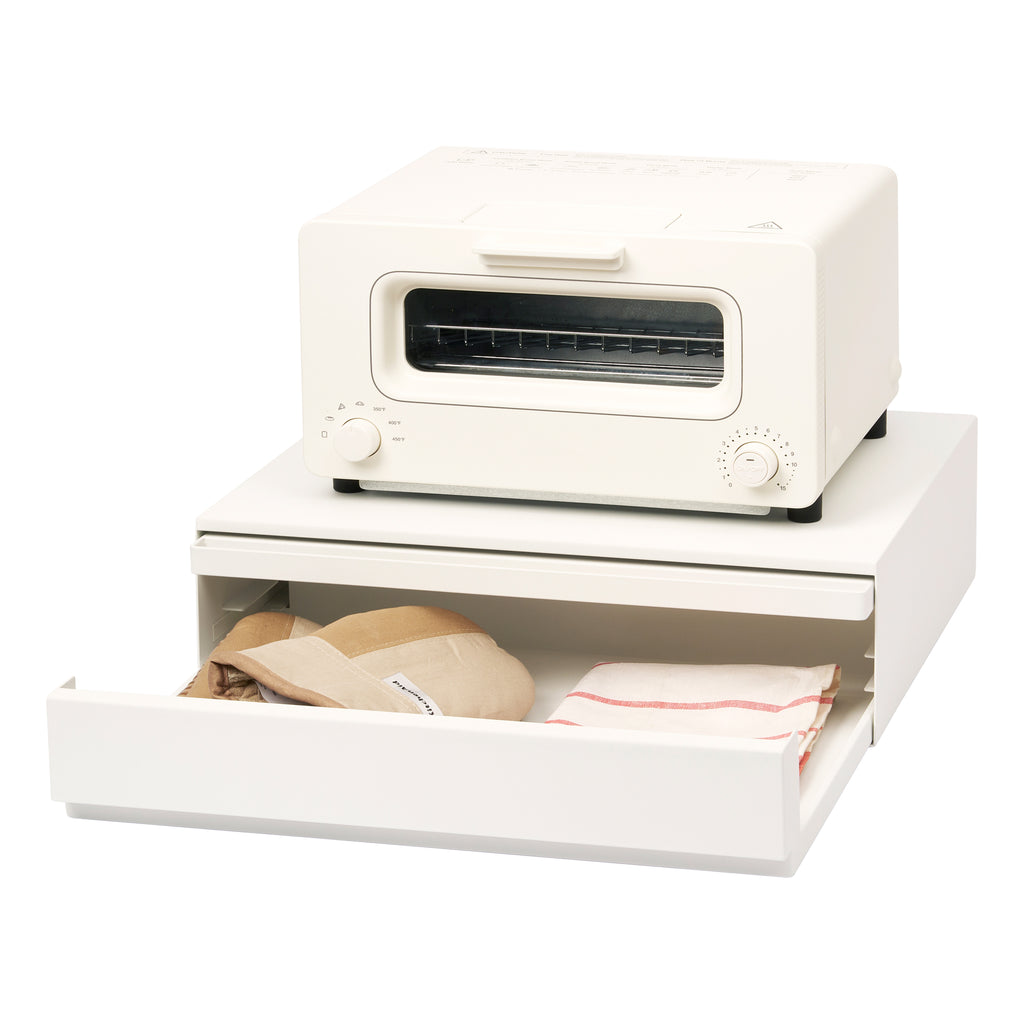 Vassoio scorrevole da piano Tower con cassetto - Bianco