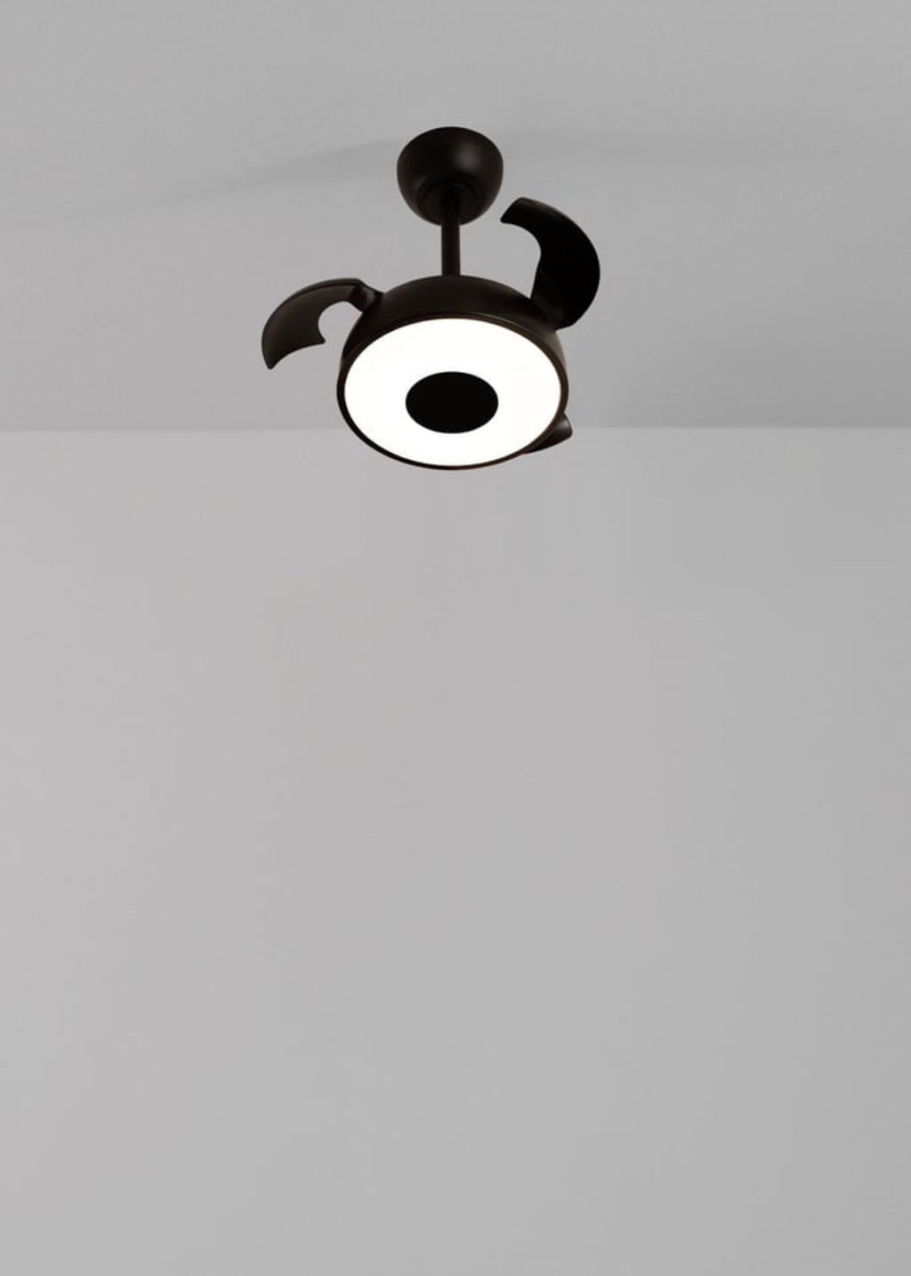 Wind Clear Cup - Ventilateur De Plafond 40W Silencieux Pales Rétractables Avec Lumière Led - Noir