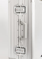 Luggage Aluminium - Set S & M - Maletas Rígidas De Aluminio Con Cerradura TSA & Ruedas Multidireccionales - Plata