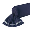 Annecy - Funda de almohada cilíndrica - Satén de algodón - Blanco / Azul oscuro