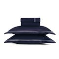Annecy - Bed Linen Set - Cotton Sateen - White / Dark Blue