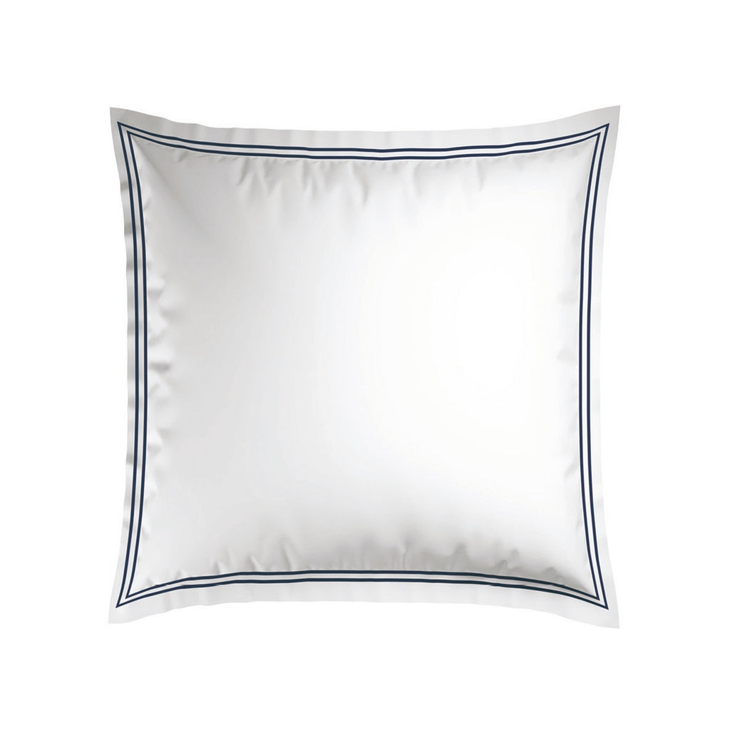 Annecy - Taie D'Oreiller - Satin De Coton - Bleu Foncé / Blanc