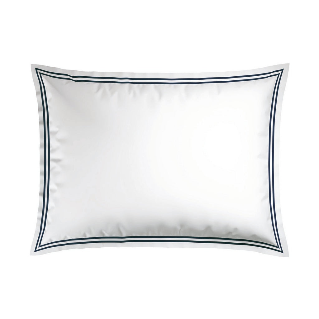 Annecy - Taie D'Oreiller - Satin De Coton - Bleu Foncé / Blanc
