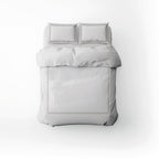 Annecy - Housse De Couette + Taie D'Oreiller - Satin De Coton - Taupe / Blanc