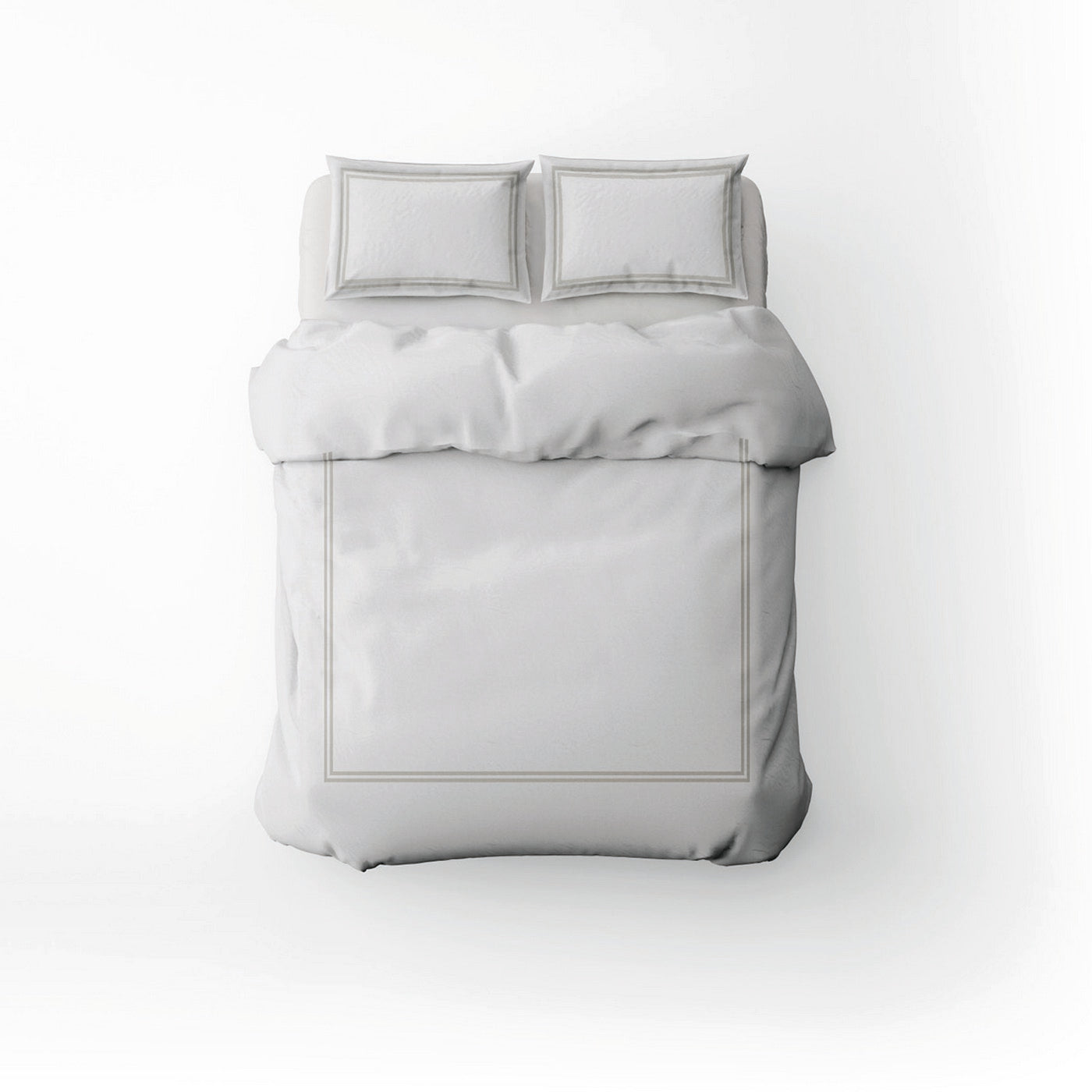 Annecy - Housse De Couette + Taie D'Oreiller - Satin De Coton - Taupe / Blanc