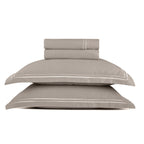 Annecy - Ensemble De Draps - Satin De Coton - Blanc / Taupe