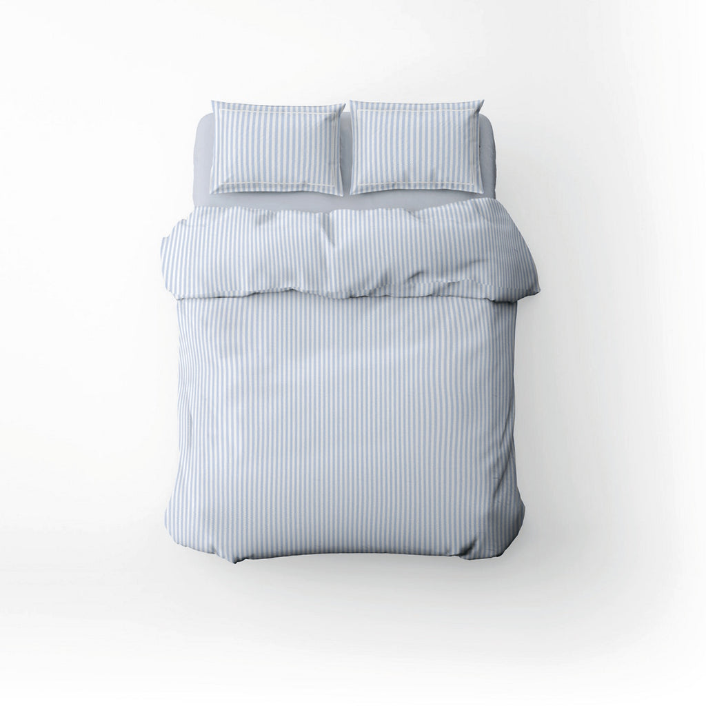 Sorbonne - Housse De Couette + Taie D'Oreiller Percale De Coton - Bleu Clair
