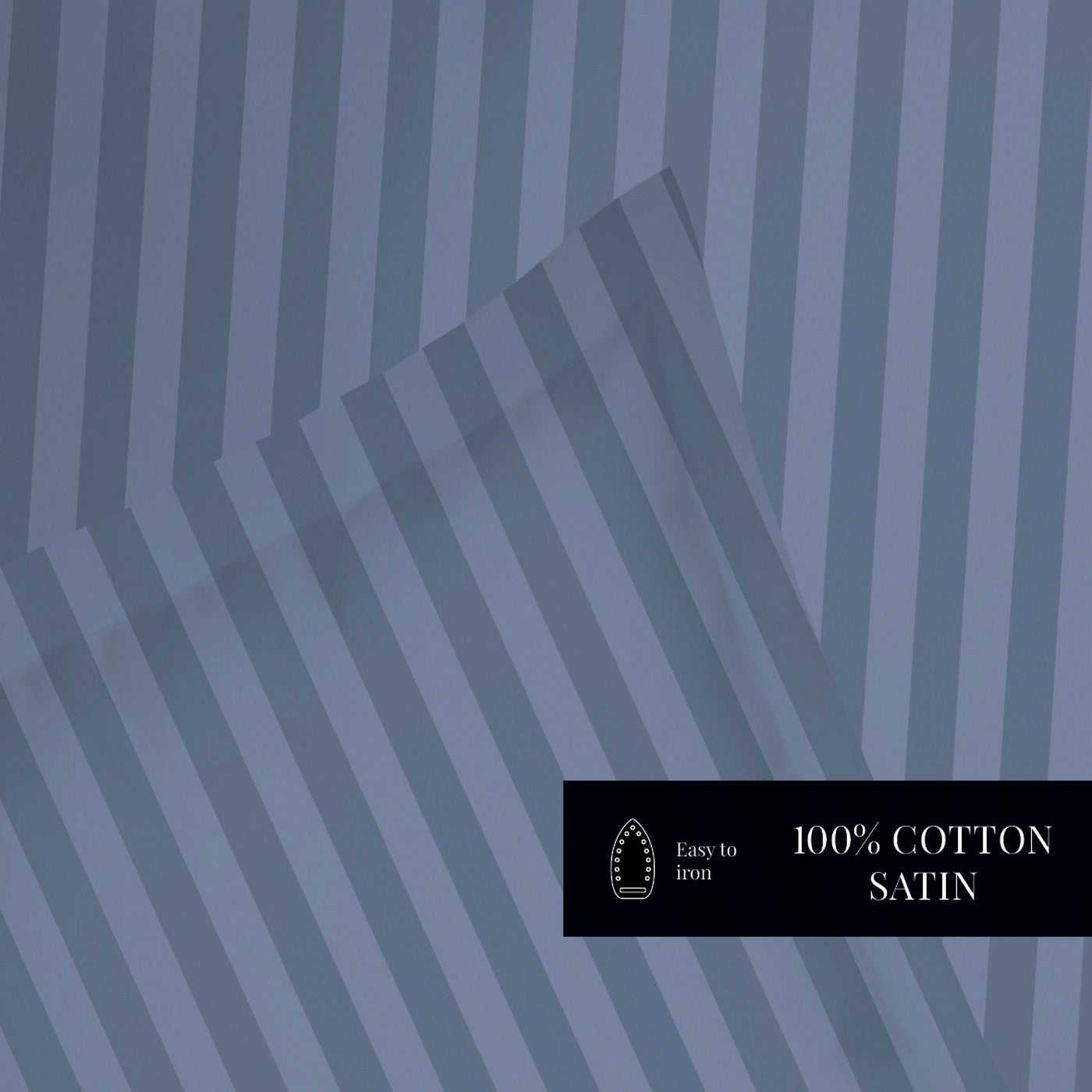 Dobby Stripe Woven - Juego De Sábanas - Satén De Algodón - Azul 06