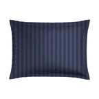 Juego de sábanas tejidas a rayas Dobby - Funda de almohada - Satén de algodón - Azul 11