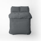 Dobby Stripe Woven - Duvet Cover + Pillowcase - Cotton Sateen - Grey 02
