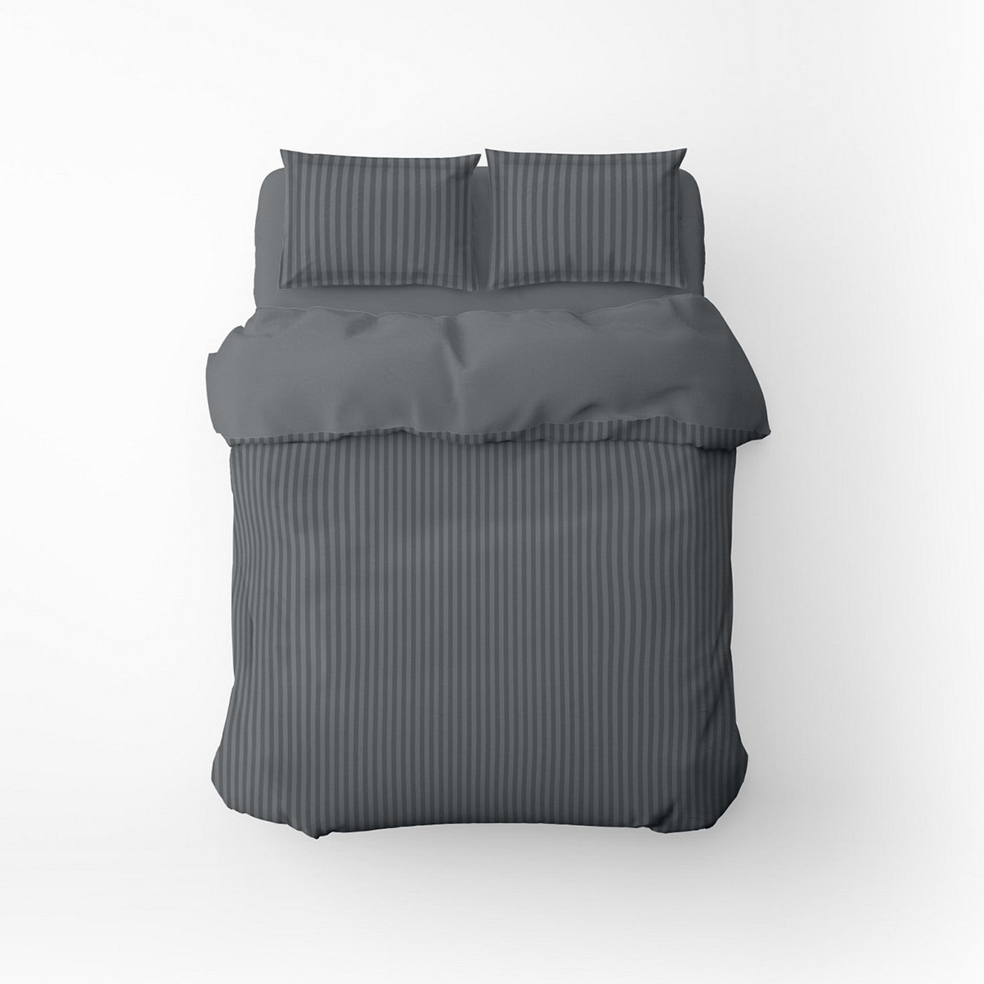 Dobby Stripe Woven - Duvet Cover + Pillowcase - Cotton Sateen - Grey 02