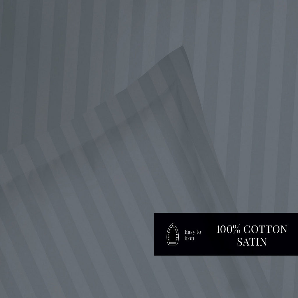 Dobby Stripe Woven - Duvet Cover + Pillowcase - Cotton Sateen - Grey 02