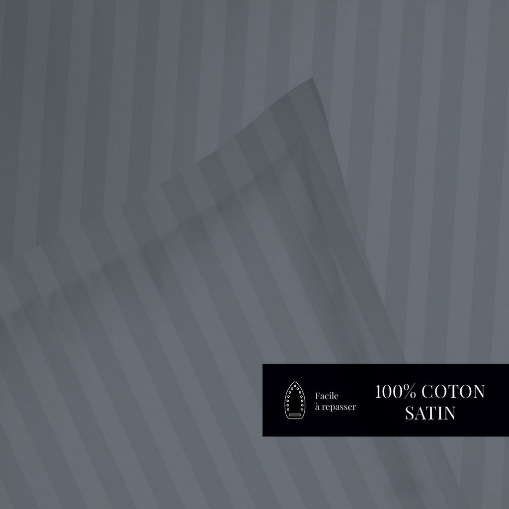 Dobby Stripe Woven - Duvet Cover + Pillowcase - Cotton Sateen - Grey 02