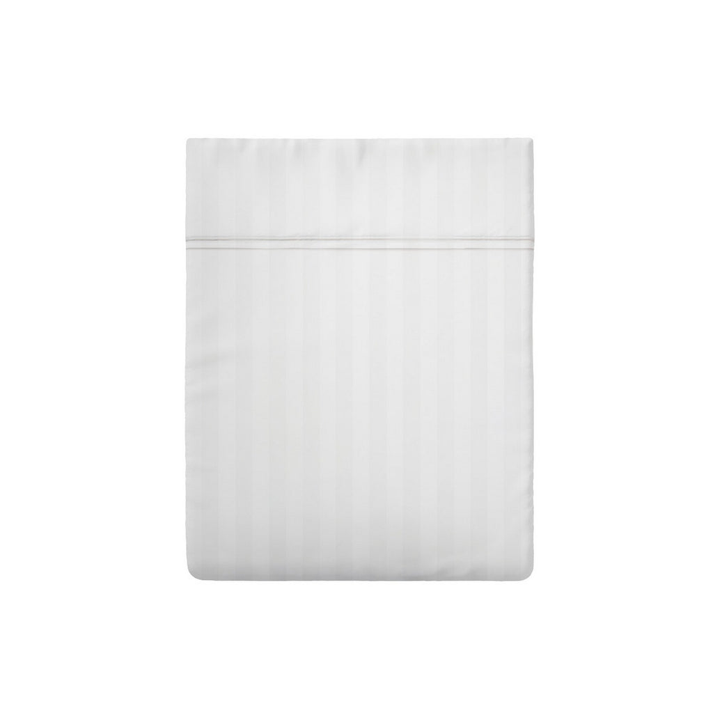 Dobby Stripe Woven - Flat Sheet - Cotton Satin - White 01