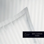 Dobby Stripe Woven - Flat Sheet - Cotton Satin - White 01