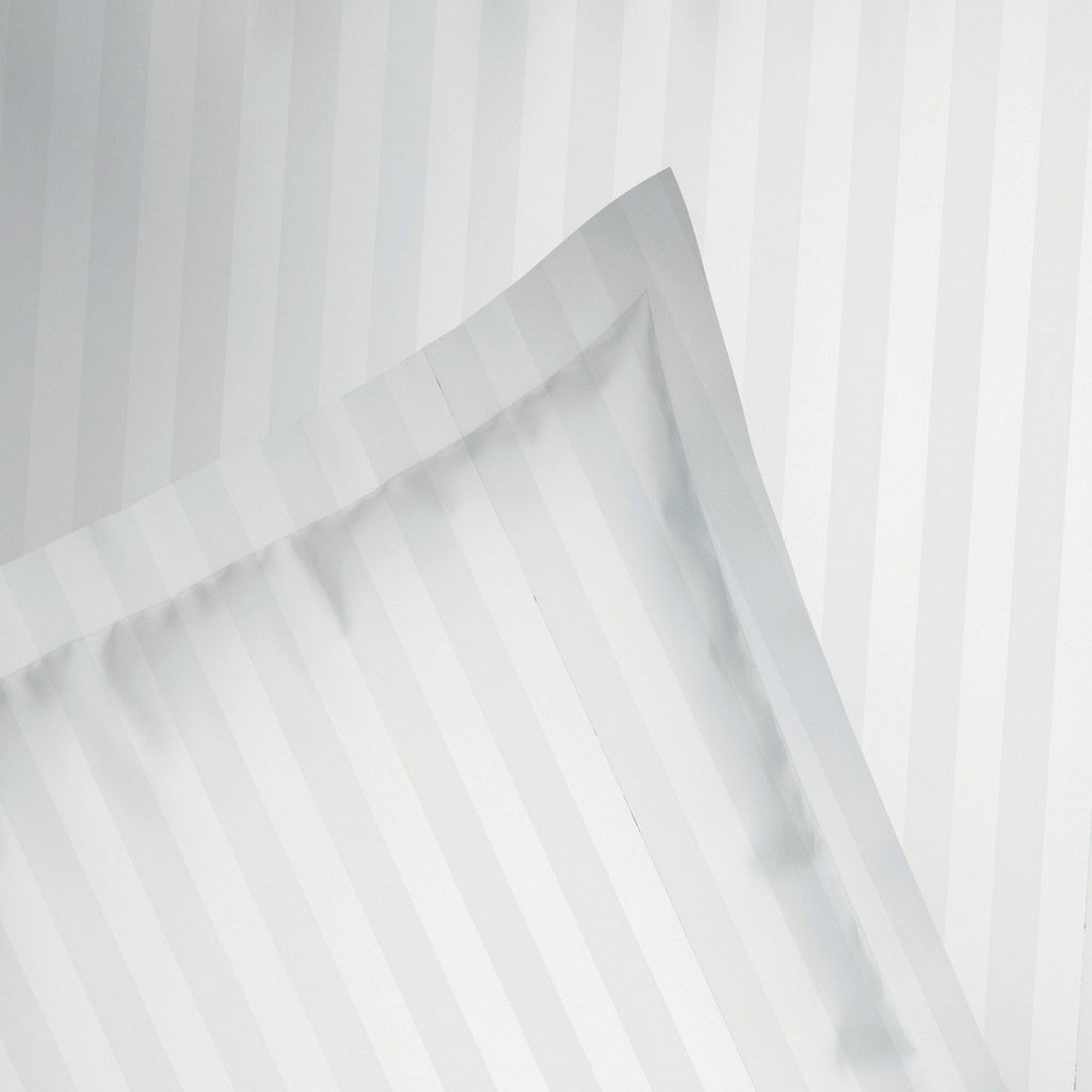 Dobby Stripe Woven - Flat Sheet - Cotton Satin - White 01
