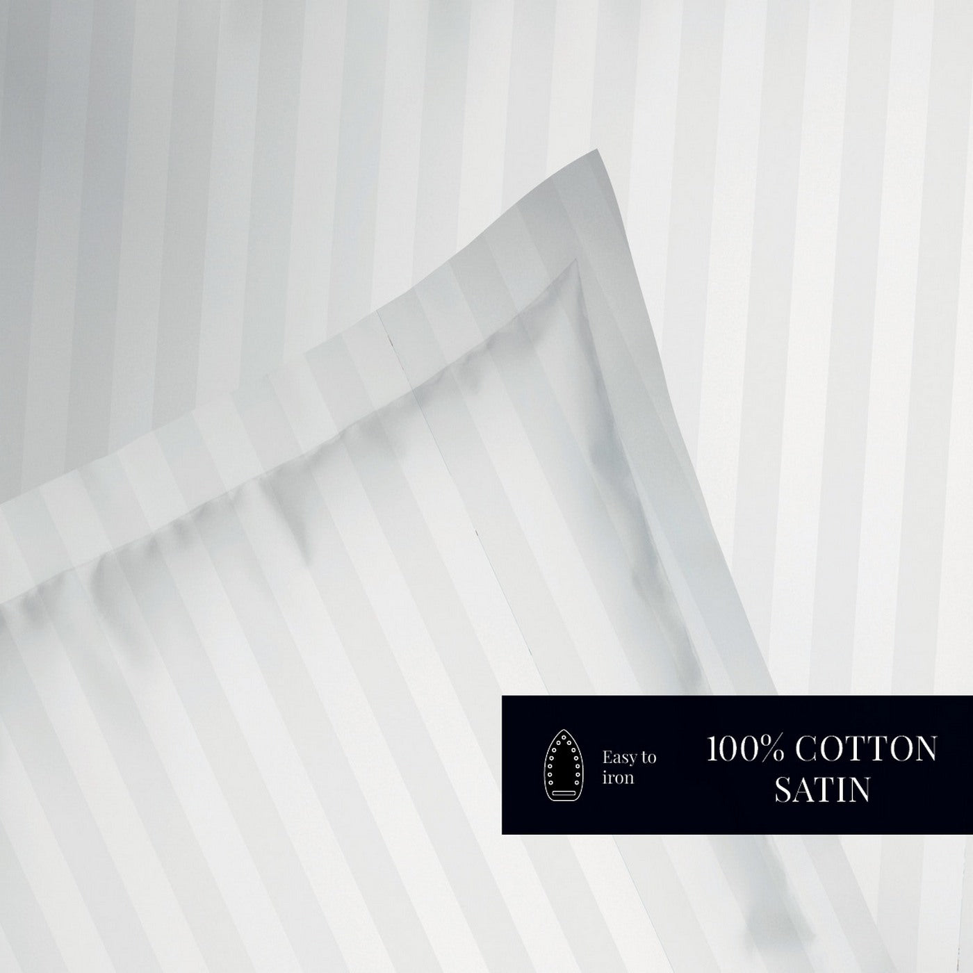 Dobby Stripe Woven - Juego De Sábanas - Satén De Algodón - Blanco 01