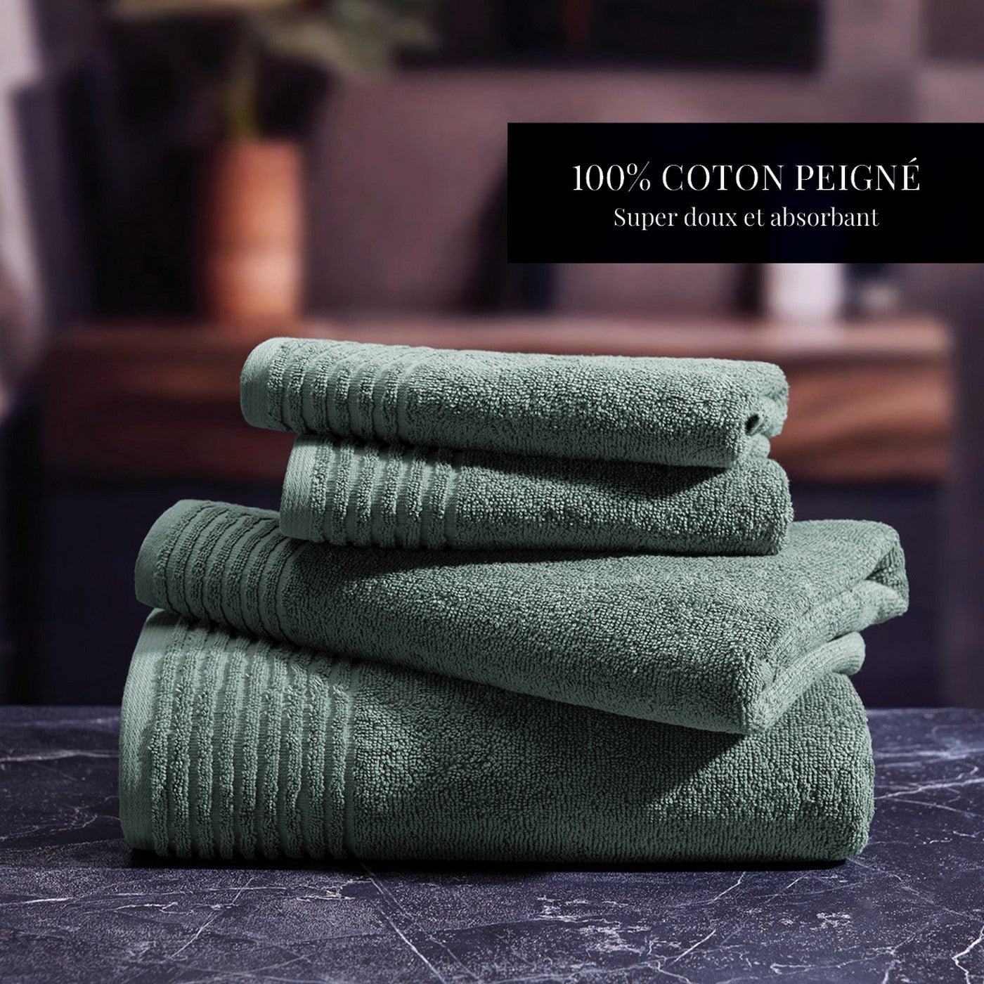 Pattern 19 - Tapis De Bain Coton - Vert Bouteille