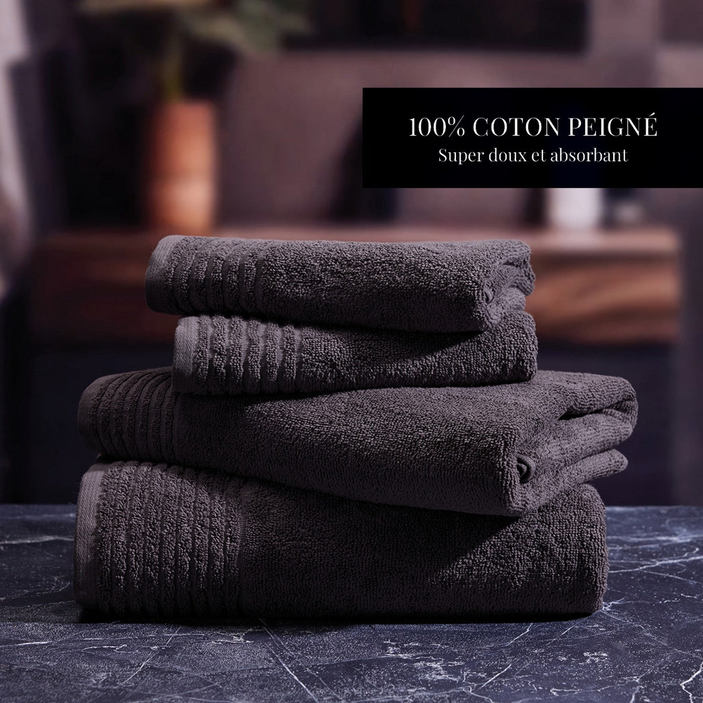 Pattern 19 - Tapis De Bain Coton - Gris Foncé