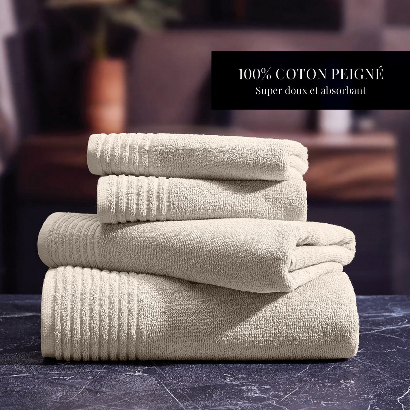 Ecume - Serviette D'Invité Coton Peigné Lt - Ivoire