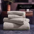 Ecume - Serviette + Drap De Bain Coton Peigné Lt - Sable