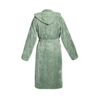 Uni - Cotton Velvet Bathrobe With Hood - Sage Green