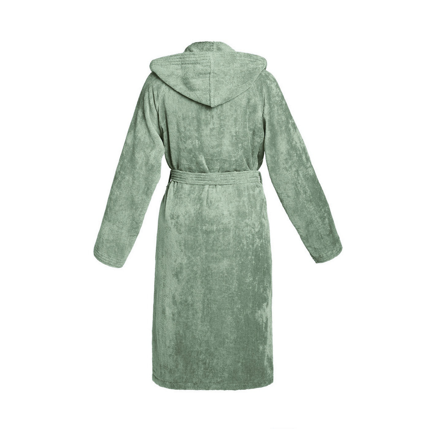 Uni - Cotton Velvet Bathrobe With Hood - Sage Green