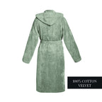 Uni - Cotton Velvet Bathrobe With Hood - Sage Green