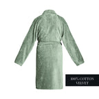 Uni - Peignoir À Col Châle Velours De Coton - Vert Sauge