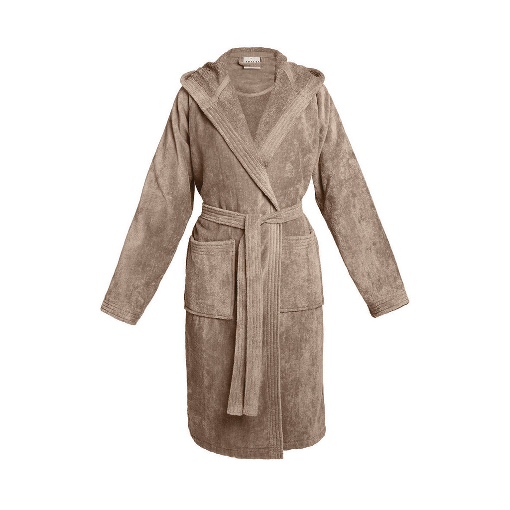 Uni - Peignoir Coton Velours Avec Capuche - Taupe