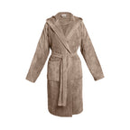 Uni - Peignoir Coton Velours Avec Capuche - Taupe