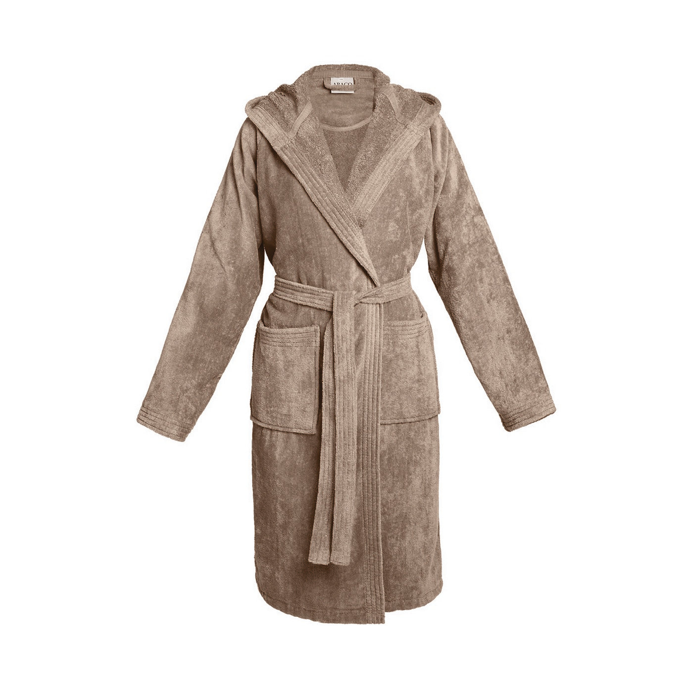 Uni - Peignoir Coton Velours Avec Capuche - Taupe