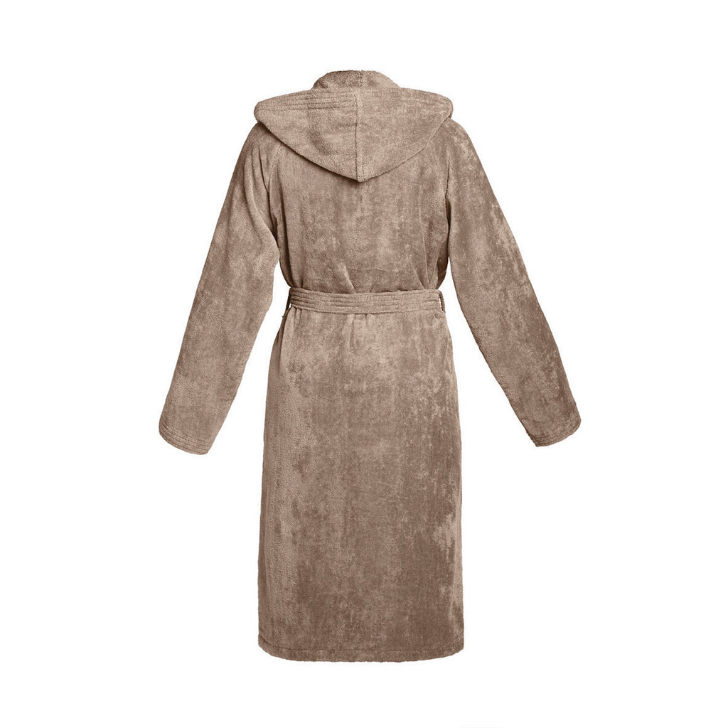 Uni - Peignoir Coton Velours Avec Capuche - Taupe