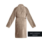 Uni - Peignoir À Col Châle Velours De Coton - Taupe