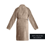 Uni - Peignoir À Col Châle Velours De Coton - Taupe